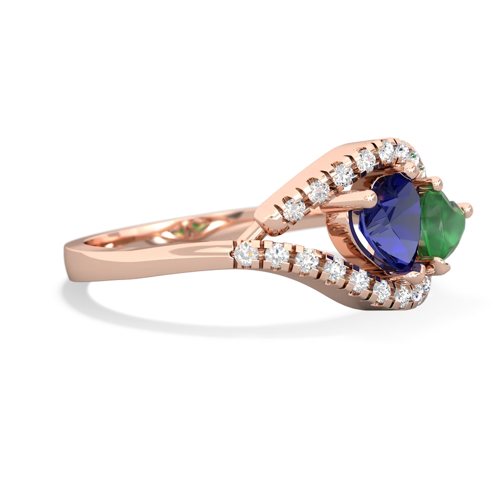 Lab Sapphire Mother And Child 14K Rose Gold ring R3010