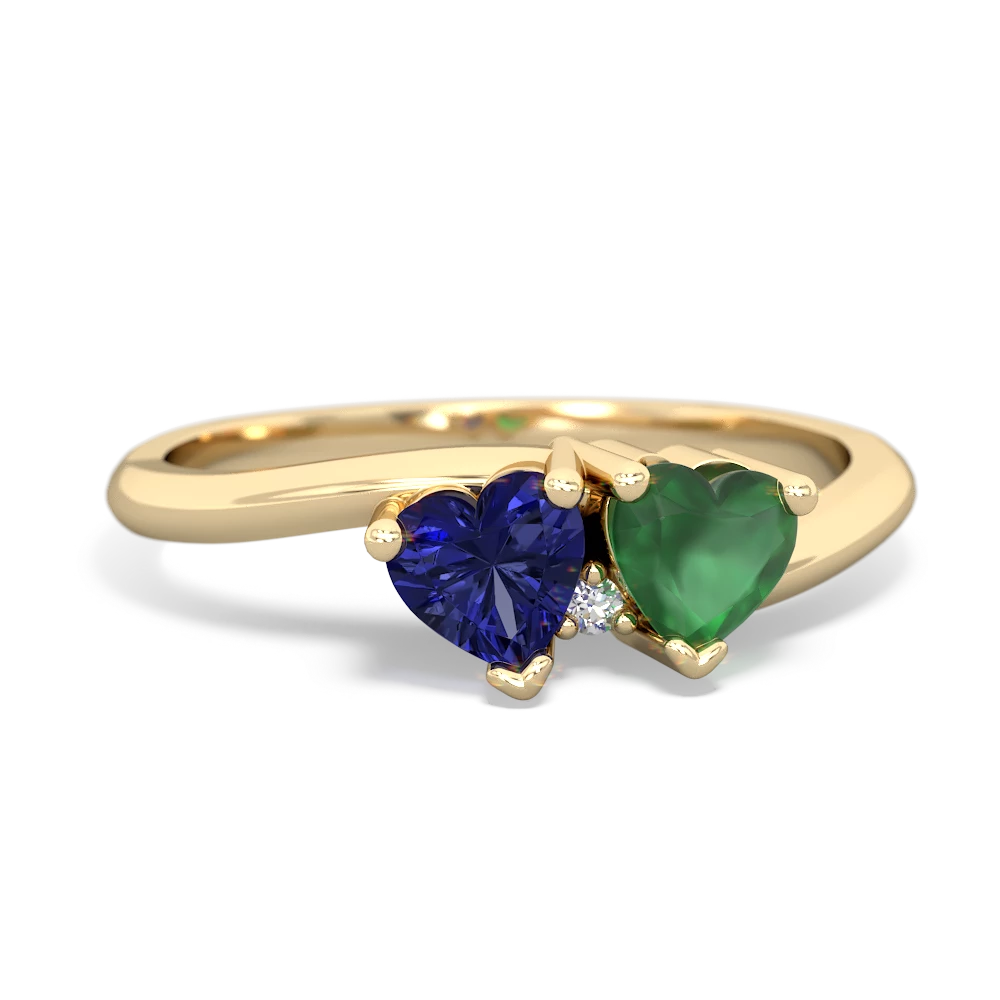 Lab Sapphire Sweethearts 14K Yellow Gold ring R5260