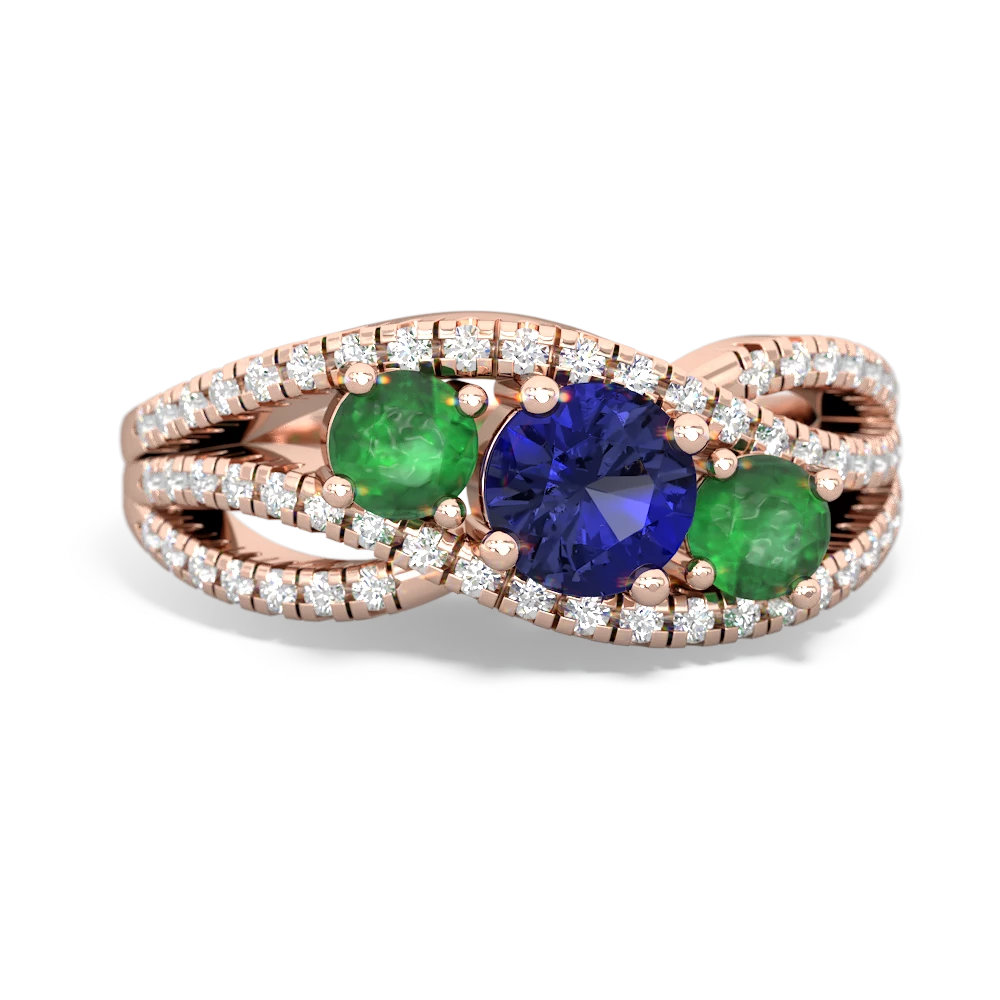 Lab Sapphire Three Stone Aurora 14K Rose Gold ring R3080