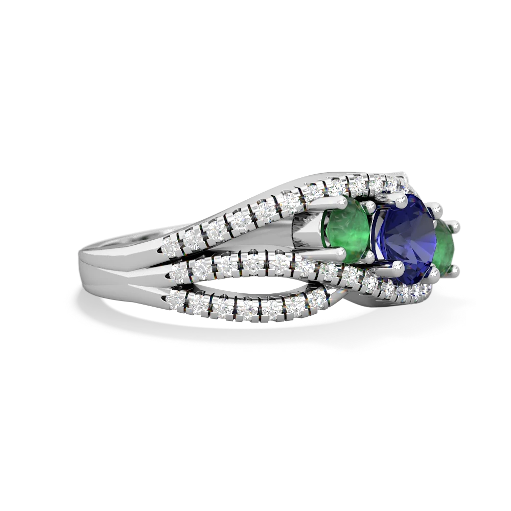 Lab Sapphire Three Stone Aurora 14K White Gold ring R3080