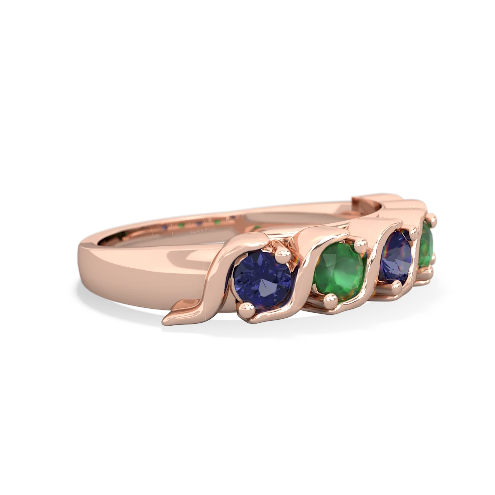 Lab Sapphire Anniversary Band 14K Rose Gold ring R2089