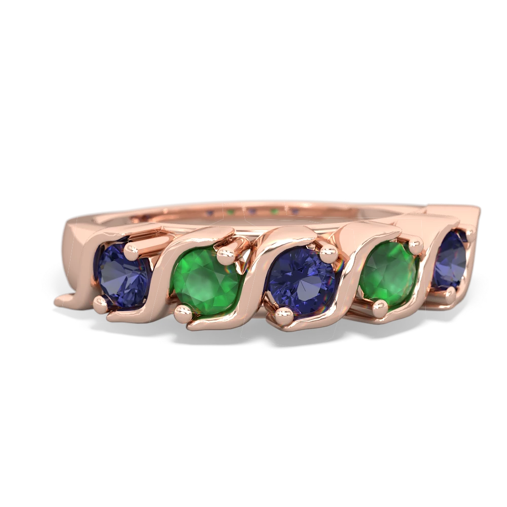 Lab Sapphire Anniversary Band 14K Rose Gold ring R2089