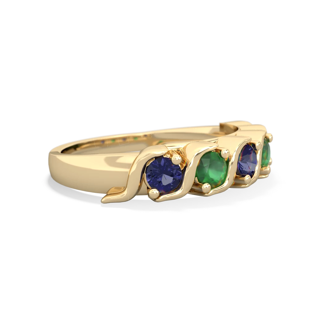 Lab Sapphire Anniversary Band 14K Yellow Gold ring R2089