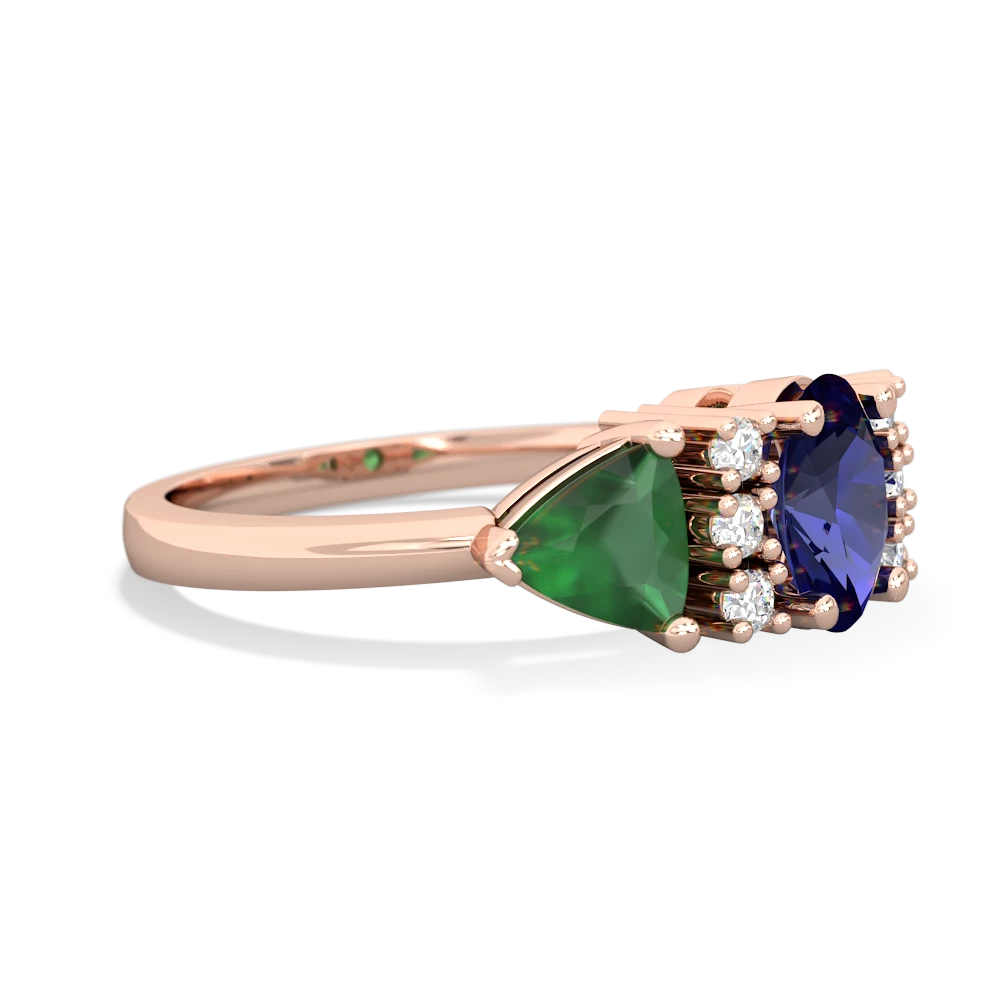 Lab Sapphire Antique Style Three Stone 14K Rose Gold ring R2186