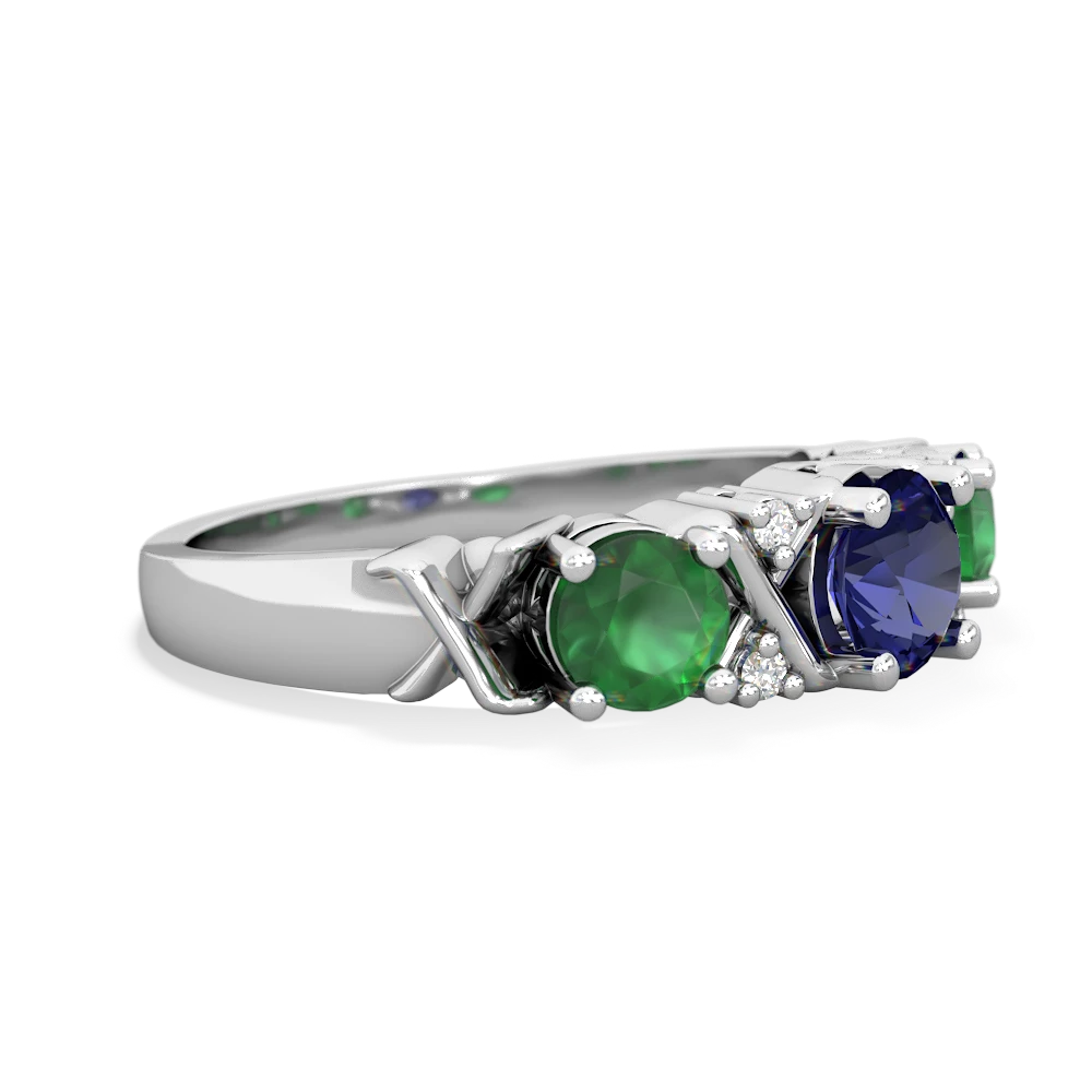 Lab Sapphire Hugs And Kisses 14K White Gold ring R5016