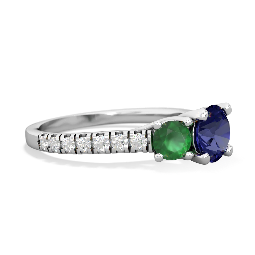 Lab Sapphire Pave Trellis 14K White Gold ring R5500