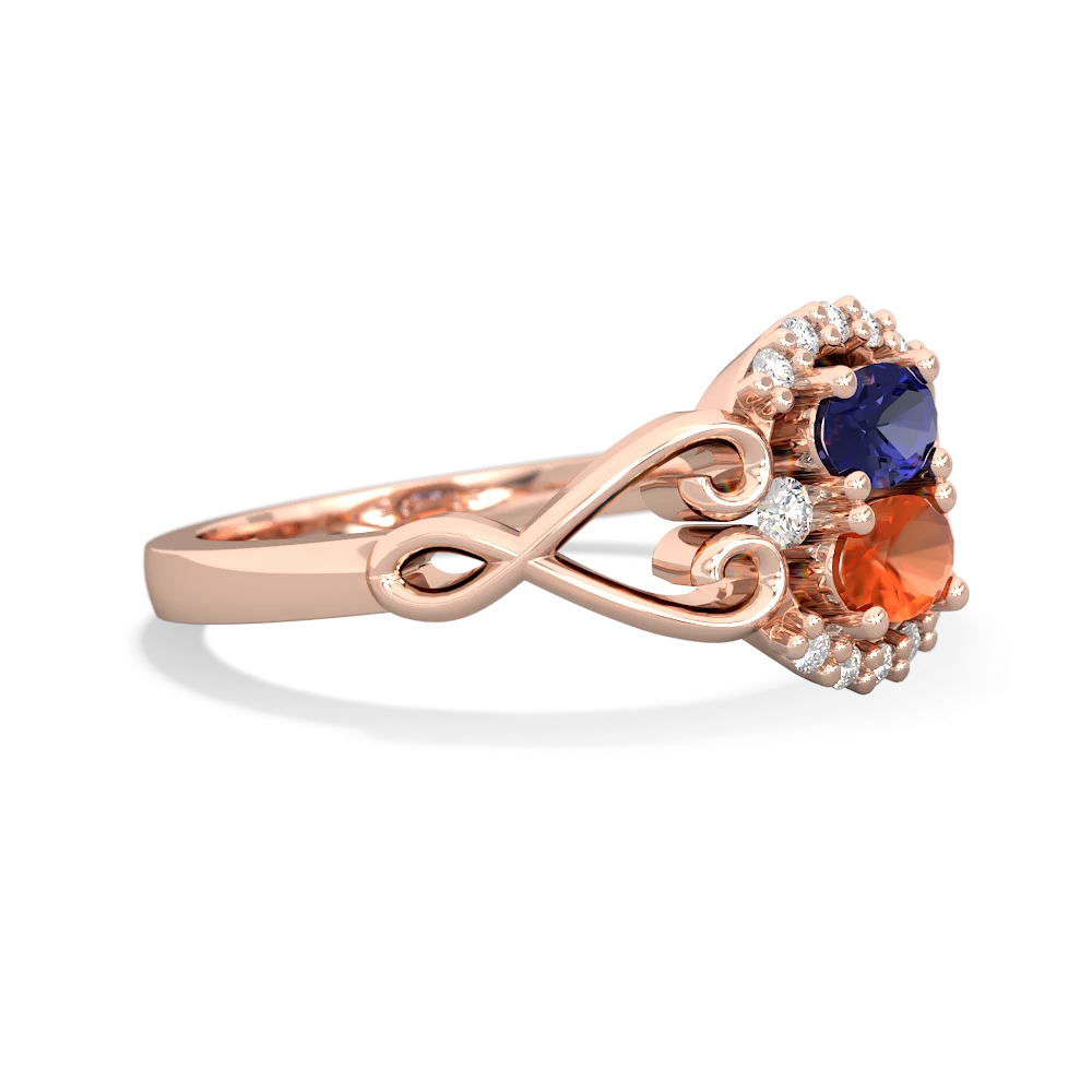 Lab Sapphire Love Nest 14K Rose Gold ring R5860