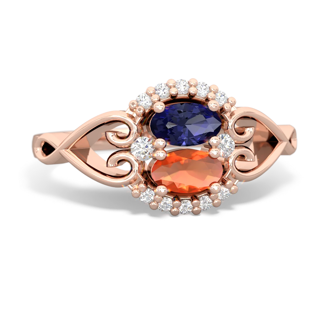 Lab Sapphire Love Nest 14K Rose Gold ring R5860