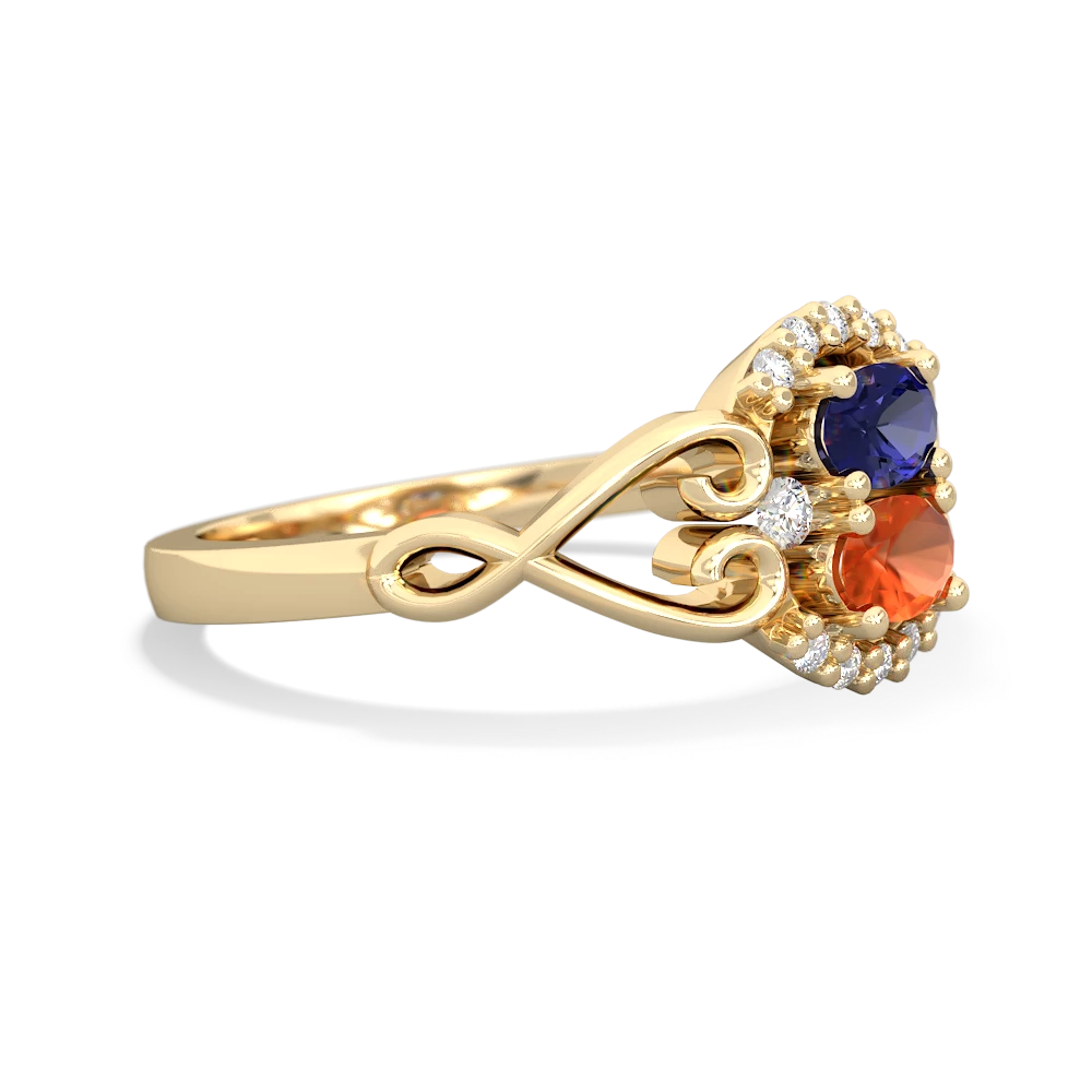 Lab Sapphire Love Nest 14K Yellow Gold ring R5860