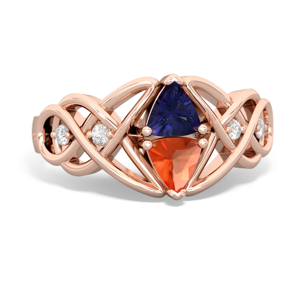 Lab Sapphire Keepsake Celtic Knot 14K Rose Gold ring R5300