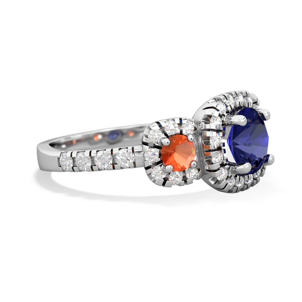 Lab Sapphire Regal Halo 14K White Gold ring R5350