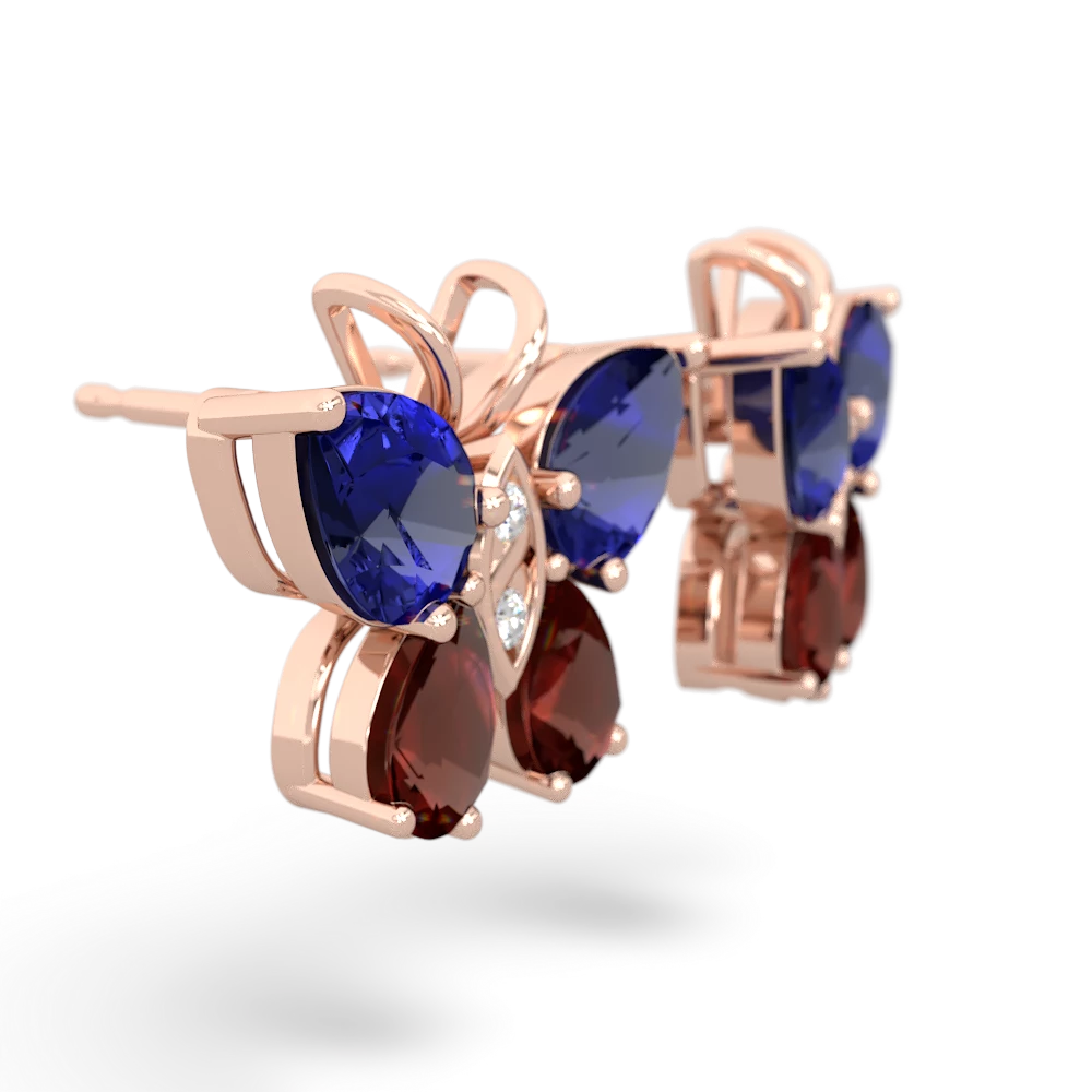 Lab Sapphire Butterfly 14K Rose Gold earrings E2215