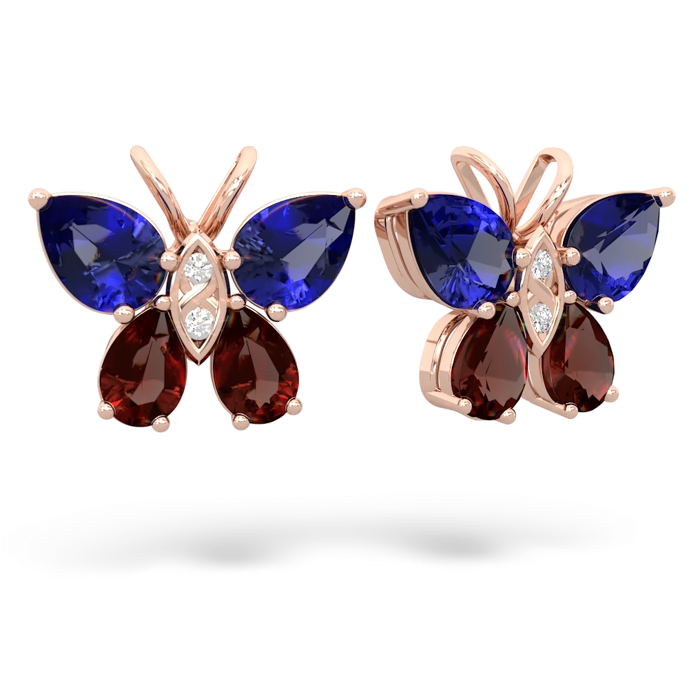 Lab Sapphire Butterfly 14K Rose Gold earrings E2215