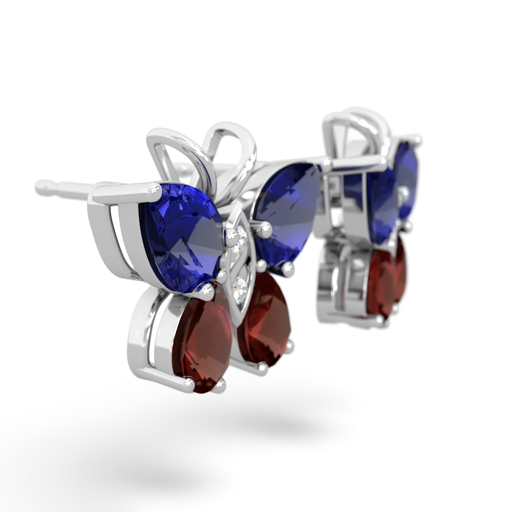 Lab Sapphire Butterfly 14K White Gold earrings E2215