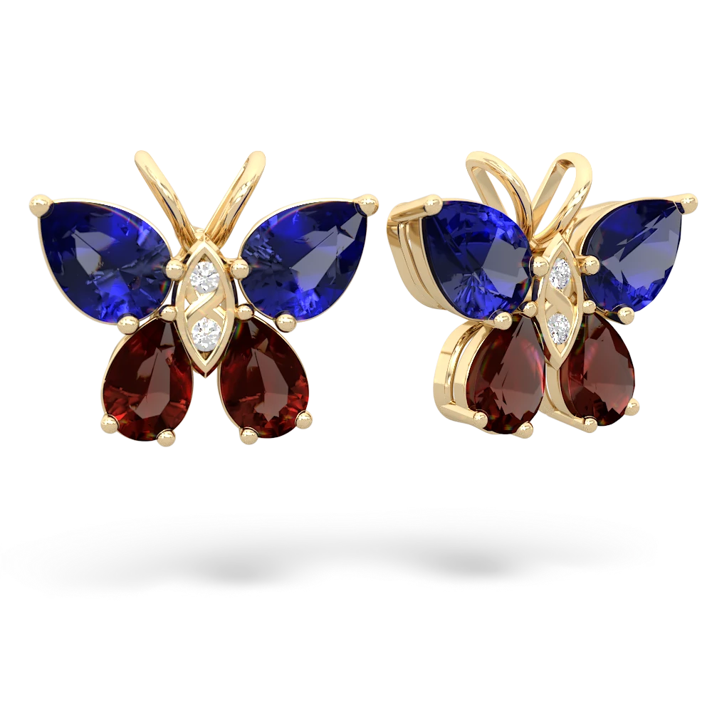 Lab Sapphire Butterfly 14K Yellow Gold earrings E2215