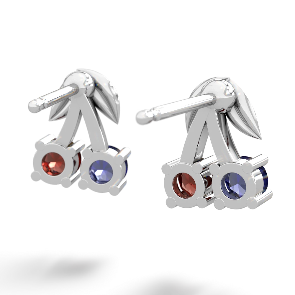 Lab Sapphire Sweet Cherries 14K White Gold earrings E7001