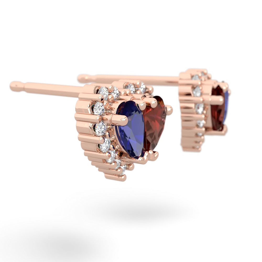 Lab Sapphire Halo 14K Rose Gold earrings E7008