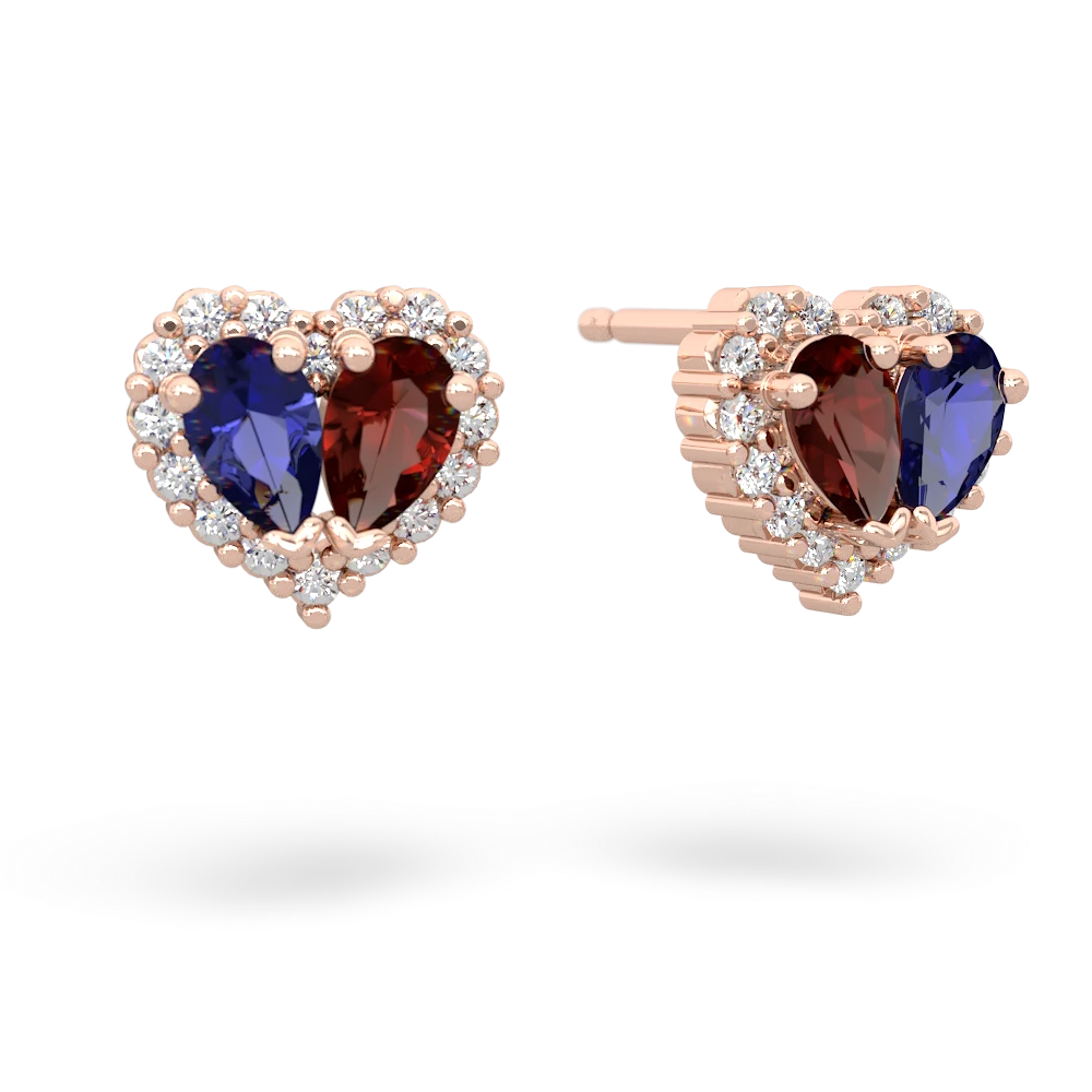 Lab Sapphire Halo 14K Rose Gold earrings E7008