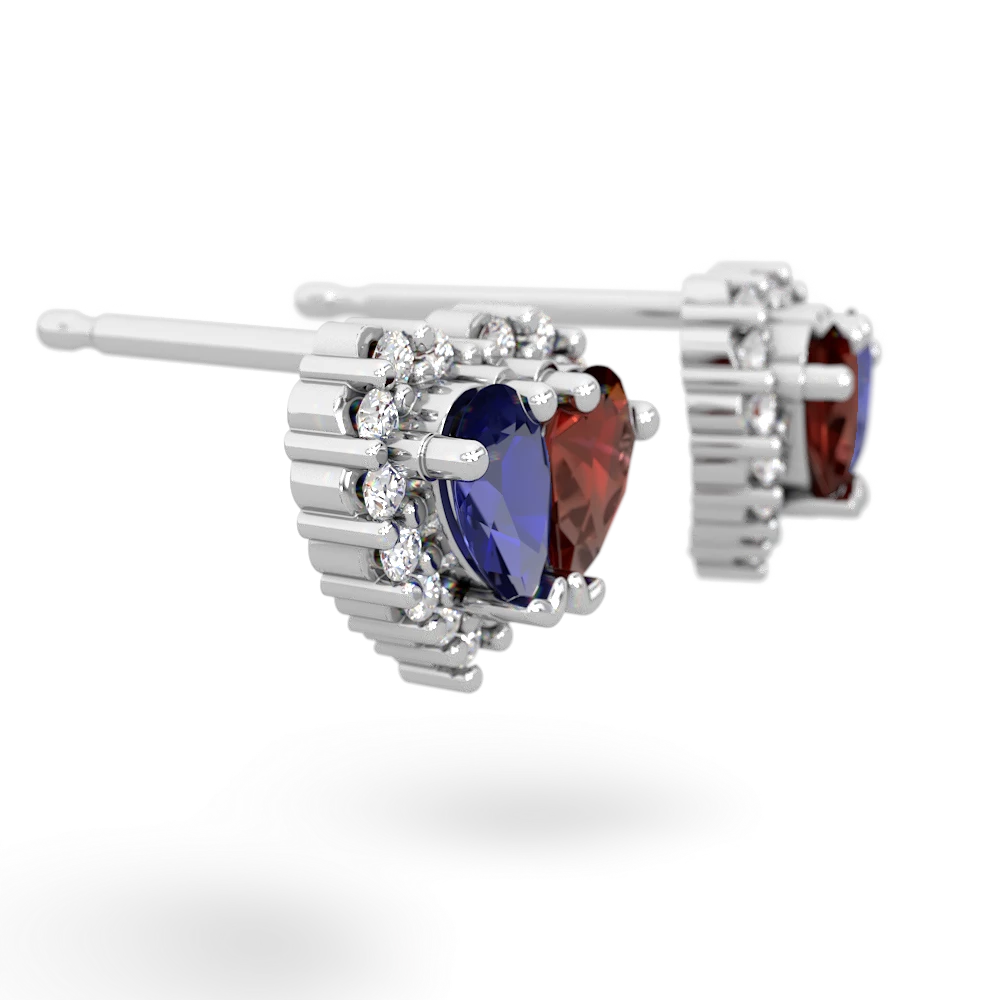 Lab Sapphire Halo 14K White Gold earrings E7008