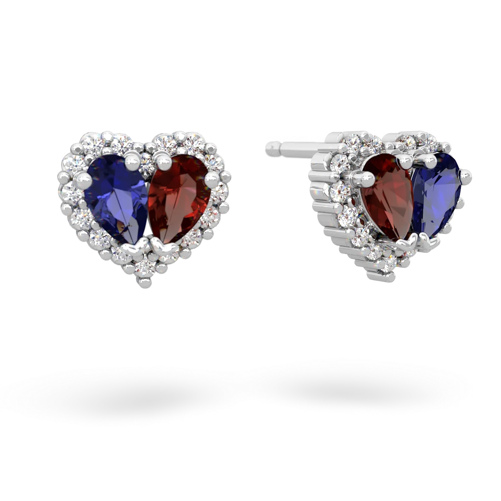 Lab Sapphire Halo 14K White Gold earrings E7008
