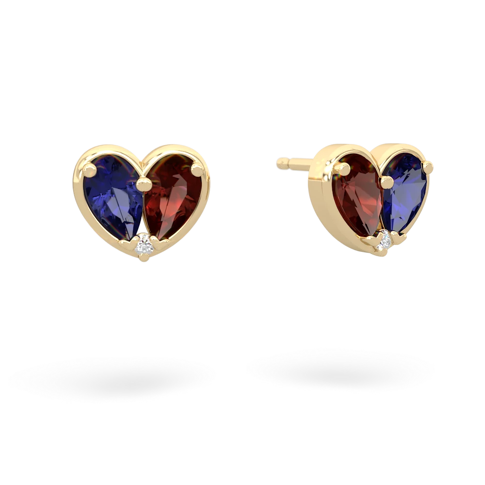 Lab Sapphire 'Our Heart' 14K Yellow Gold earrings E5072