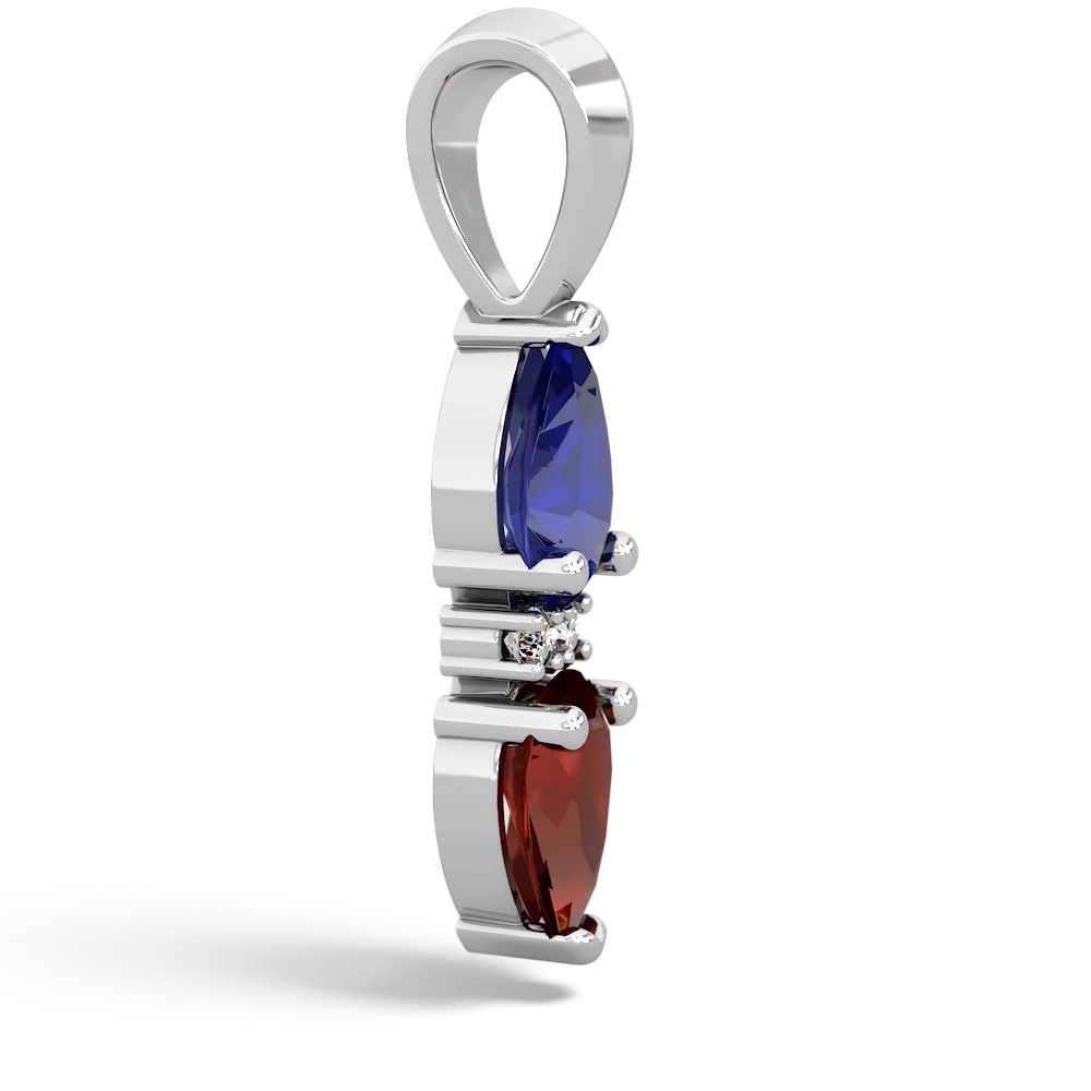 Lab Sapphire Bowtie Drop 14K White Gold pendant P0865
