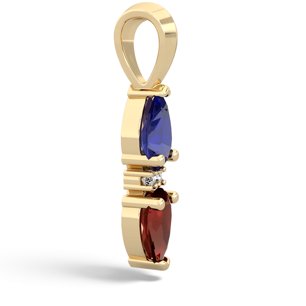 Lab Sapphire Bowtie Drop 14K Yellow Gold pendant P0865