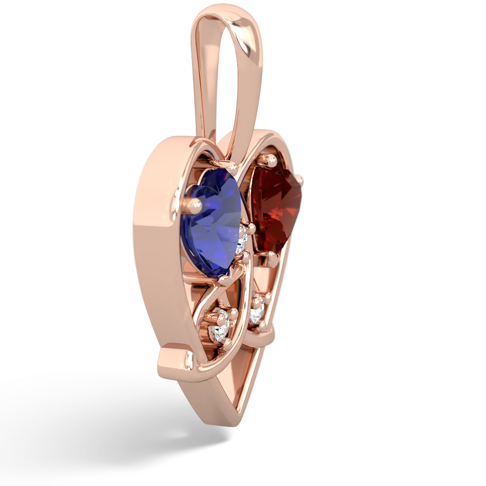 Lab Sapphire Celtic Trinity Heart 14K Rose Gold pendant P5331