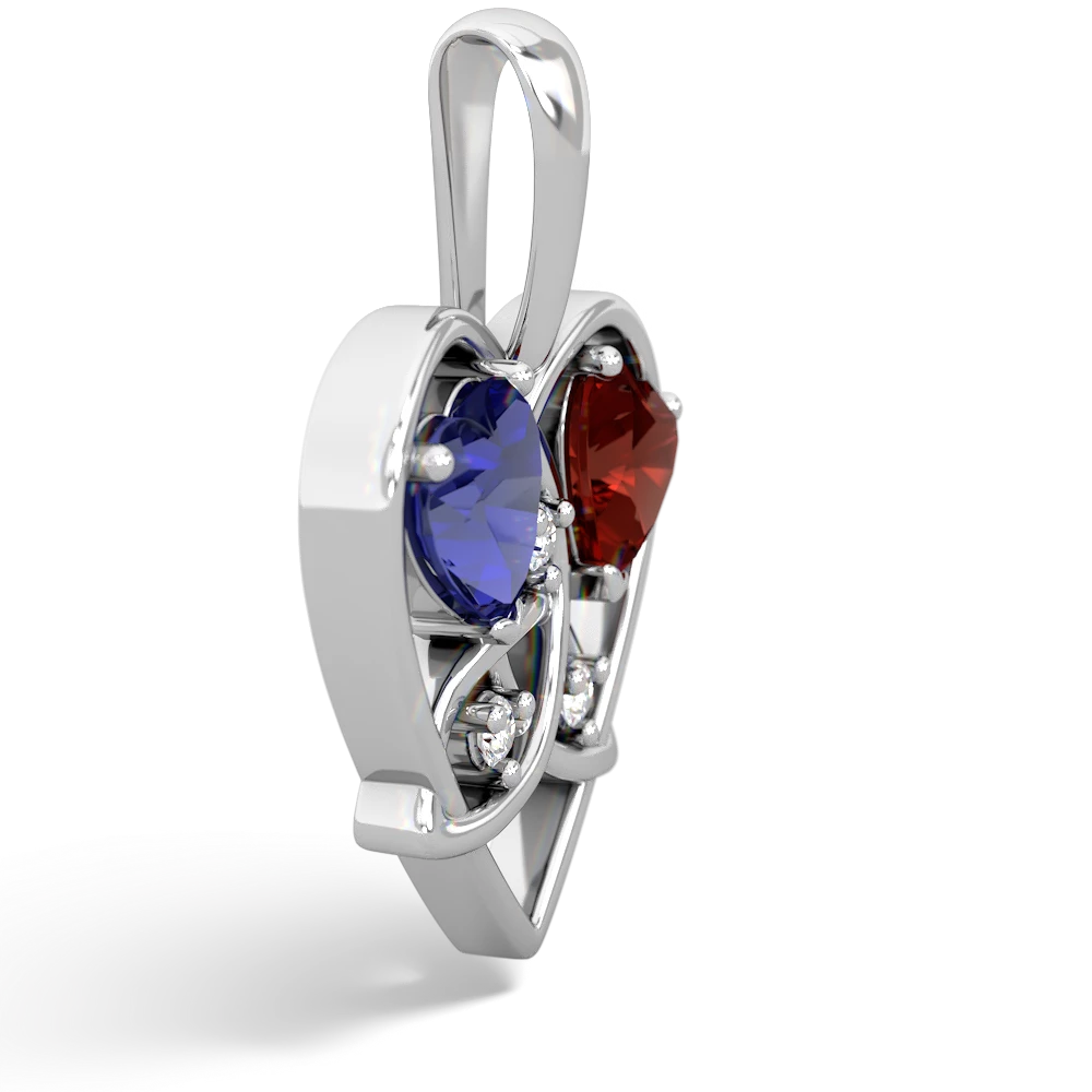 Lab Sapphire Celtic Trinity Heart 14K White Gold pendant P5331