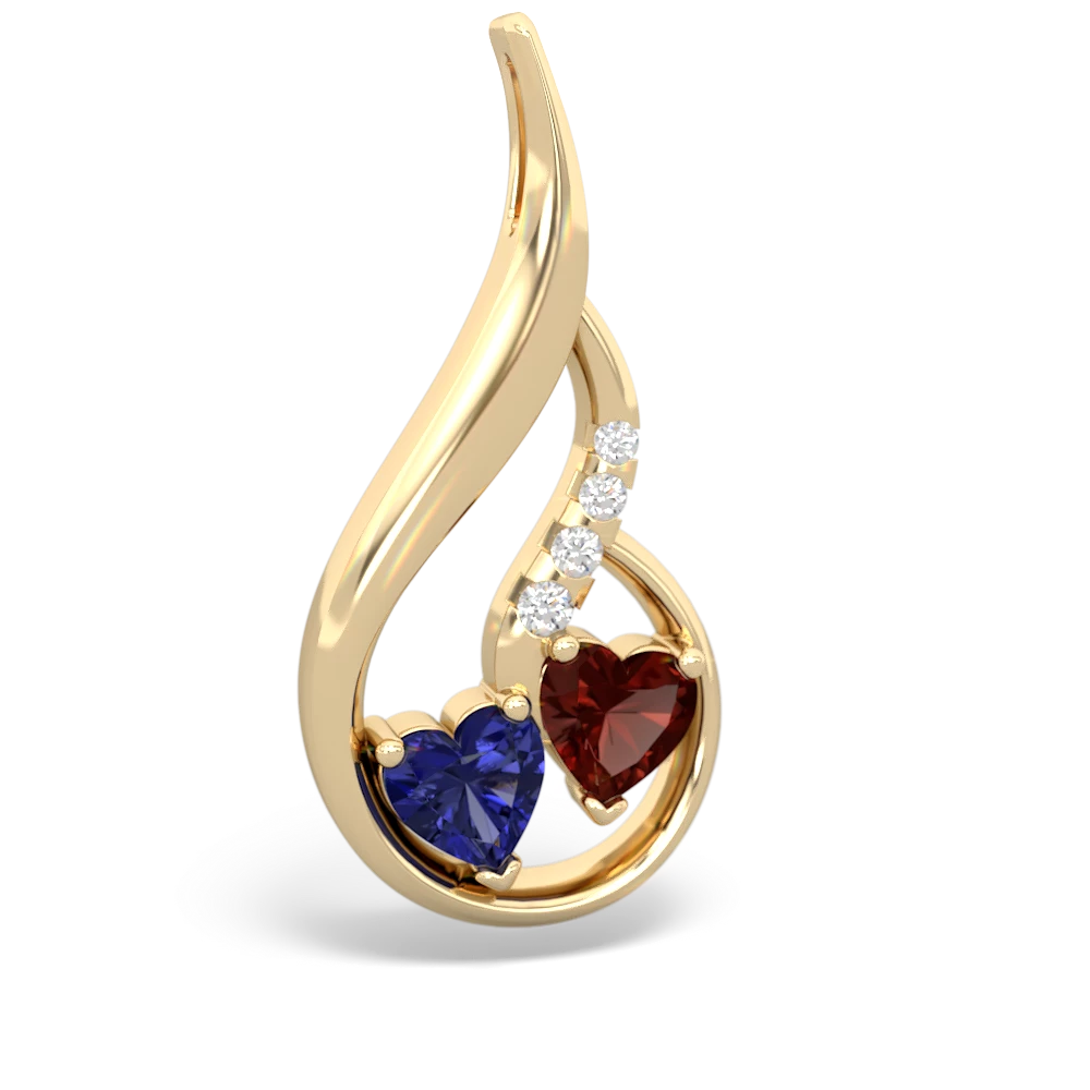 Lab Sapphire Keepsake Curves 14K Yellow Gold pendant P5450