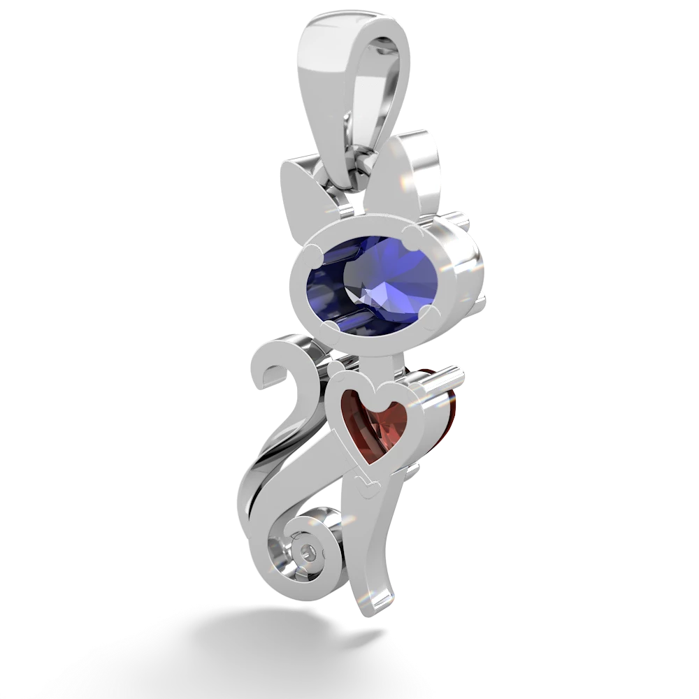 Lab Sapphire Kitten 14K White Gold pendant P5780