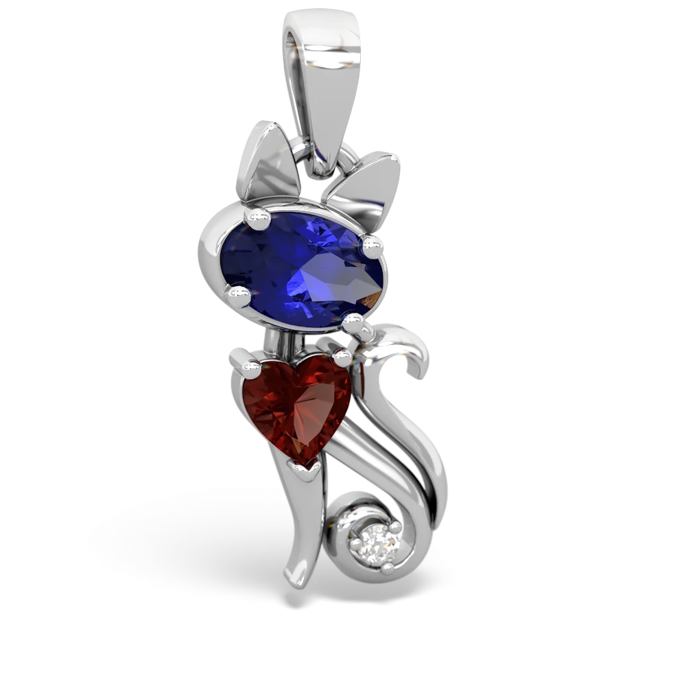 Lab Sapphire Kitten 14K White Gold pendant P5780