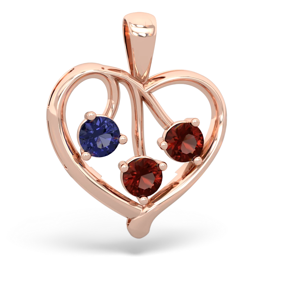 Lab Sapphire Glowing Heart 14K Rose Gold pendant P2233