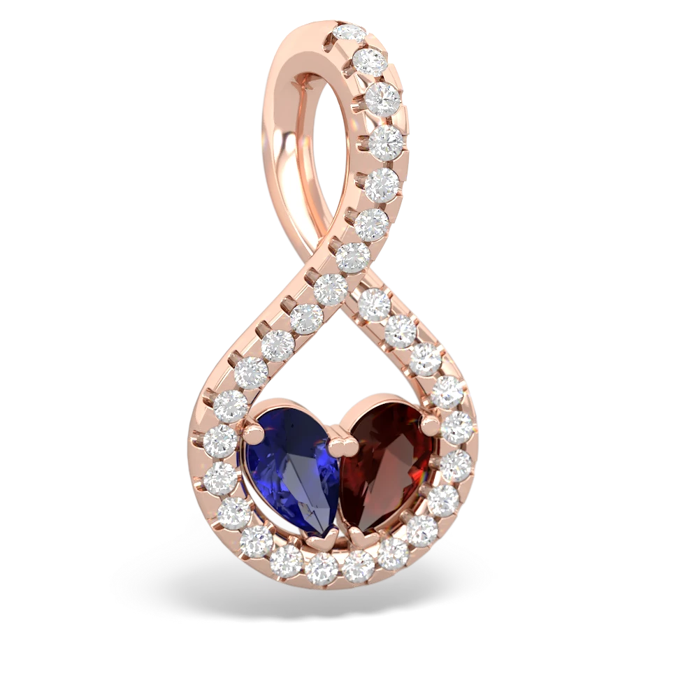 Lab Sapphire Pave Twist 'One Heart' 14K Rose Gold pendant P5360
