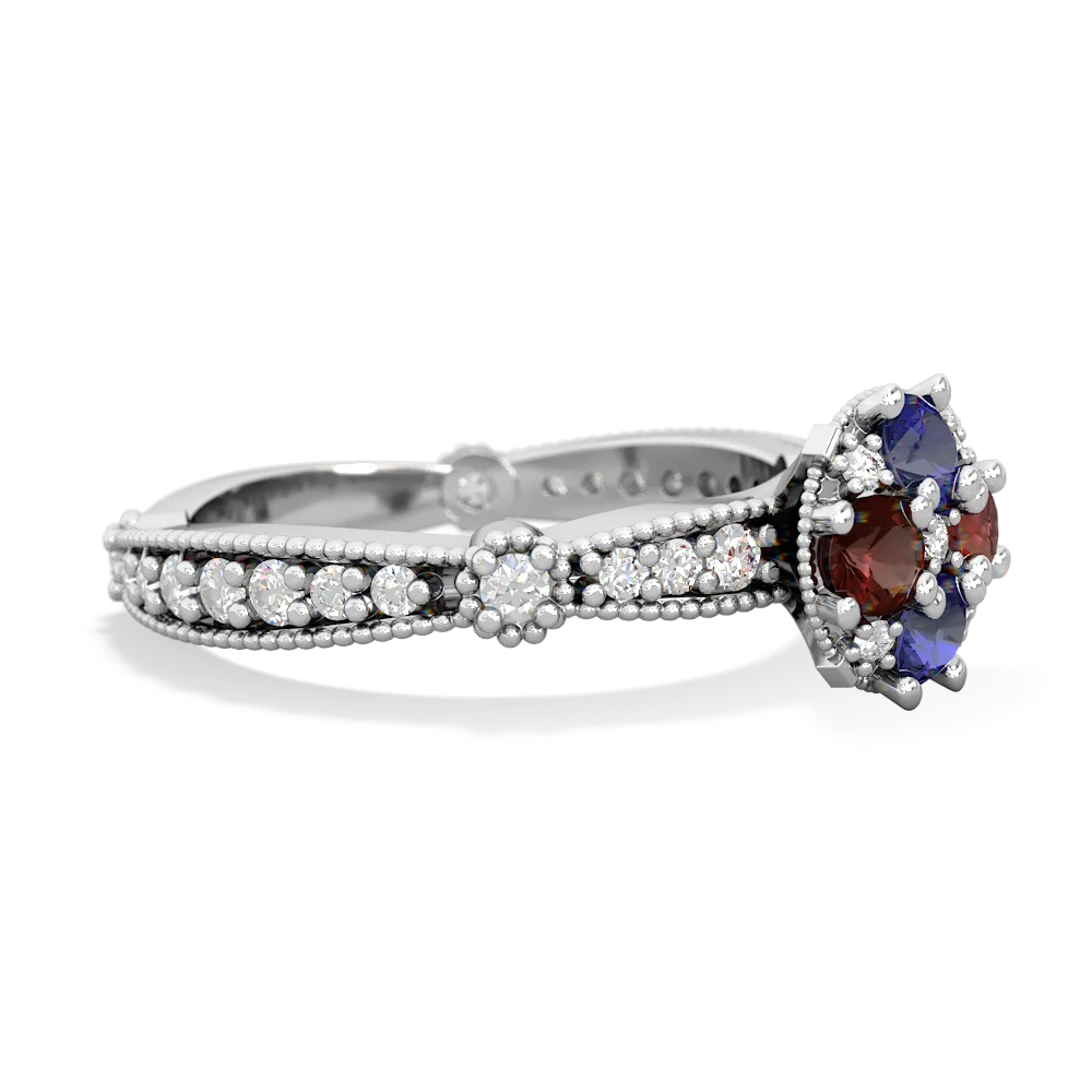 Lab Sapphire Sparkling Tiara Cluster 14K White Gold ring R26293RD