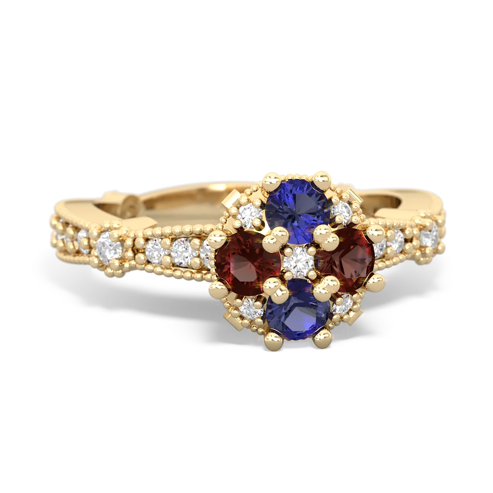 Lab Sapphire Sparkling Tiara Cluster 14K Yellow Gold ring R26293RD