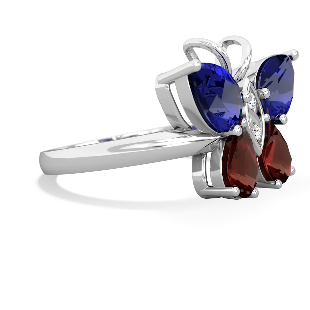 Lab Sapphire Butterfly 14K White Gold ring R2215