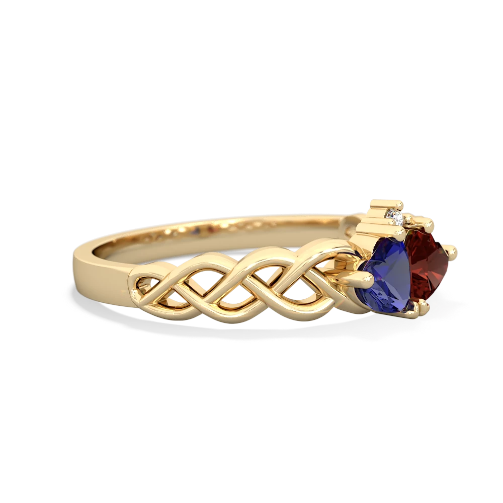 Lab Sapphire Heart To Heart Braid 14K Yellow Gold ring R5870
