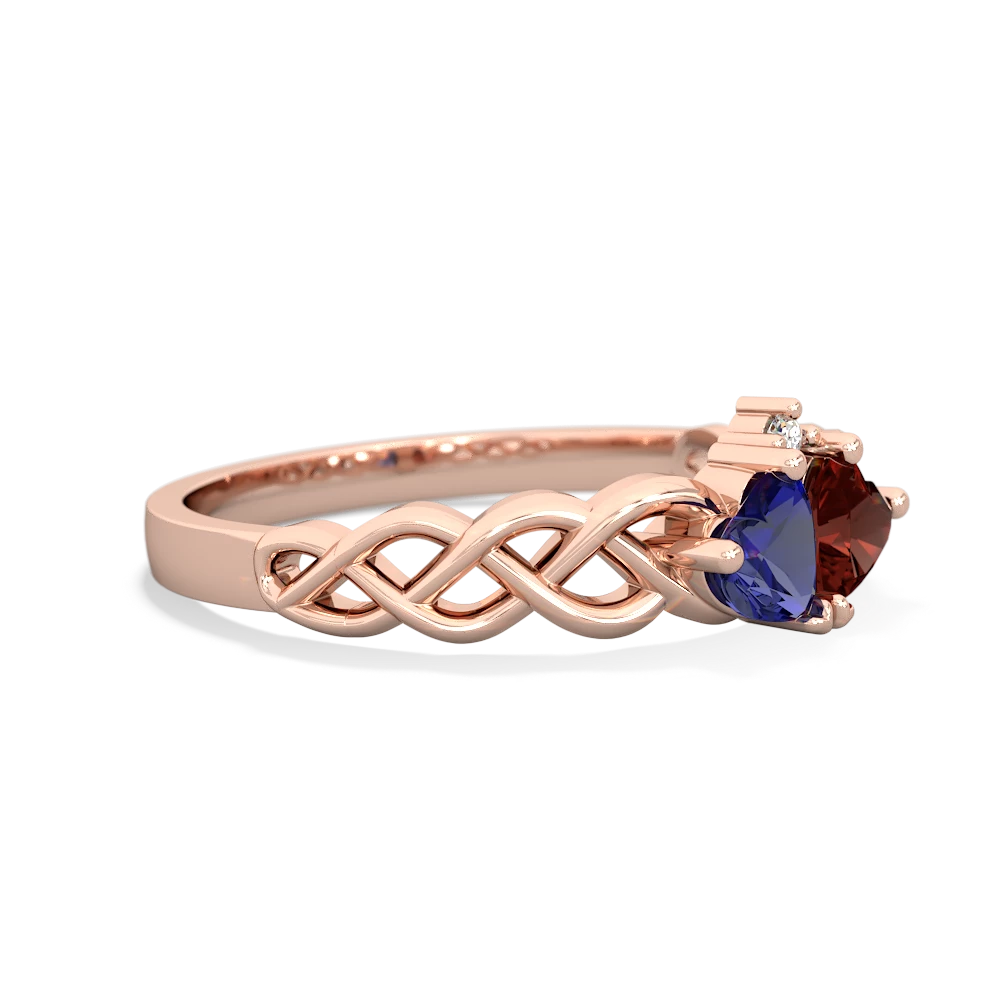 Lab Sapphire Heart To Heart Braid 14K Rose Gold ring R5870