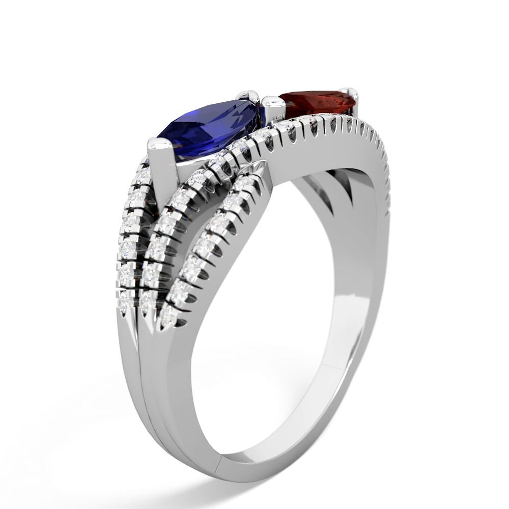 Lab Sapphire Diamond Rivers 14K White Gold ring R3070