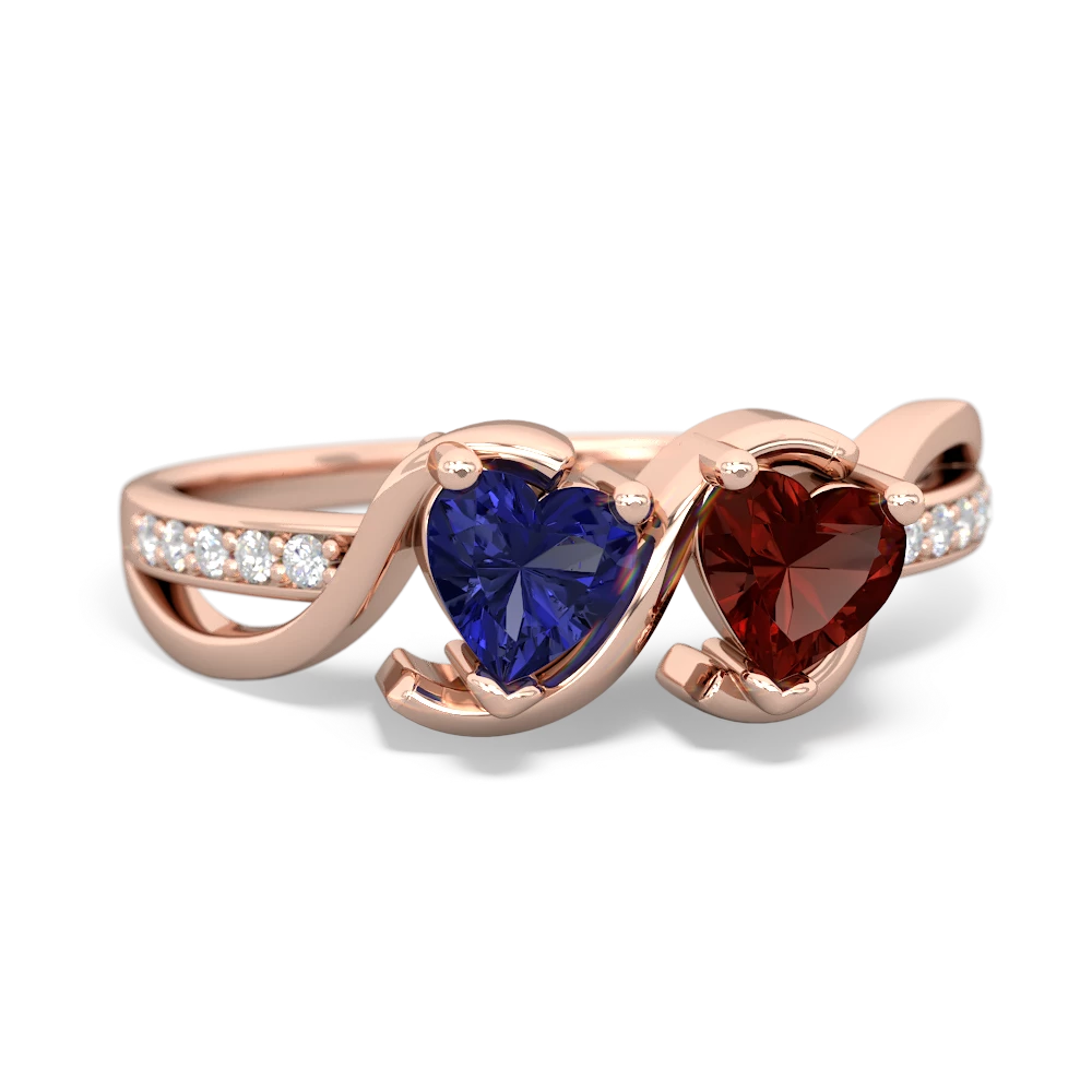 Lab Sapphire Side By Side 14K Rose Gold ring R3090