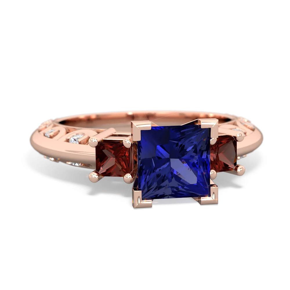 Lab Sapphire Eternal Embrace Engagement 14K Rose Gold ring C2001