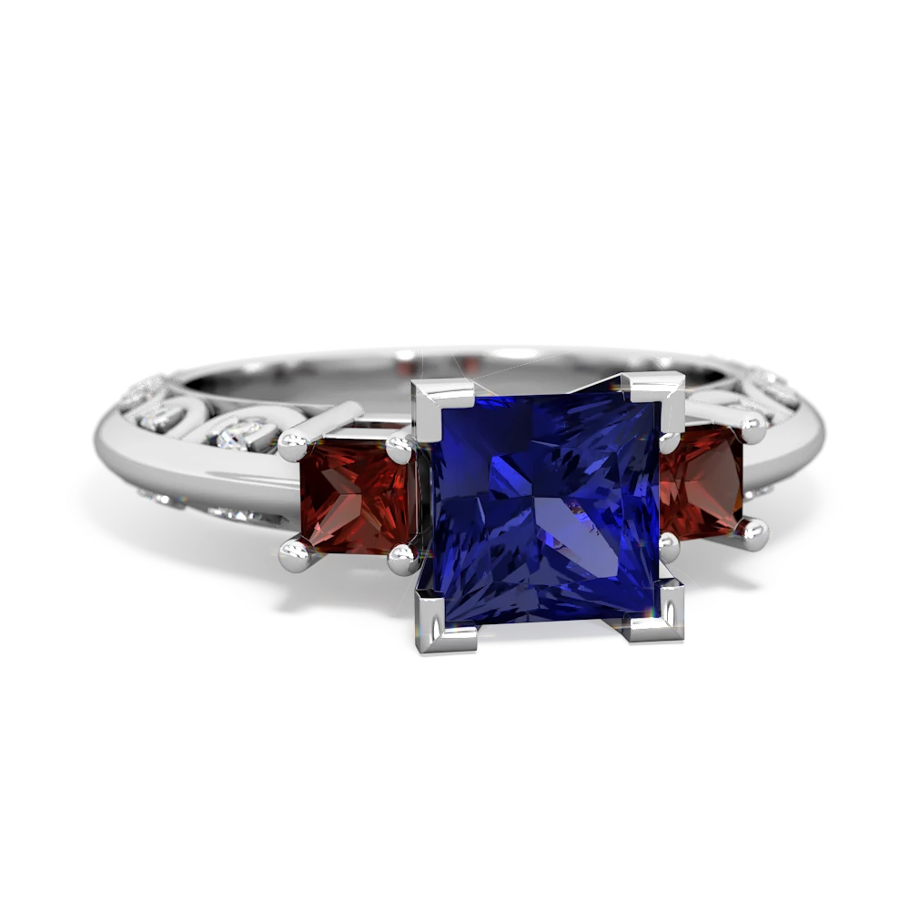 Lab Sapphire Eternal Embrace Engagement 14K White Gold ring C2001