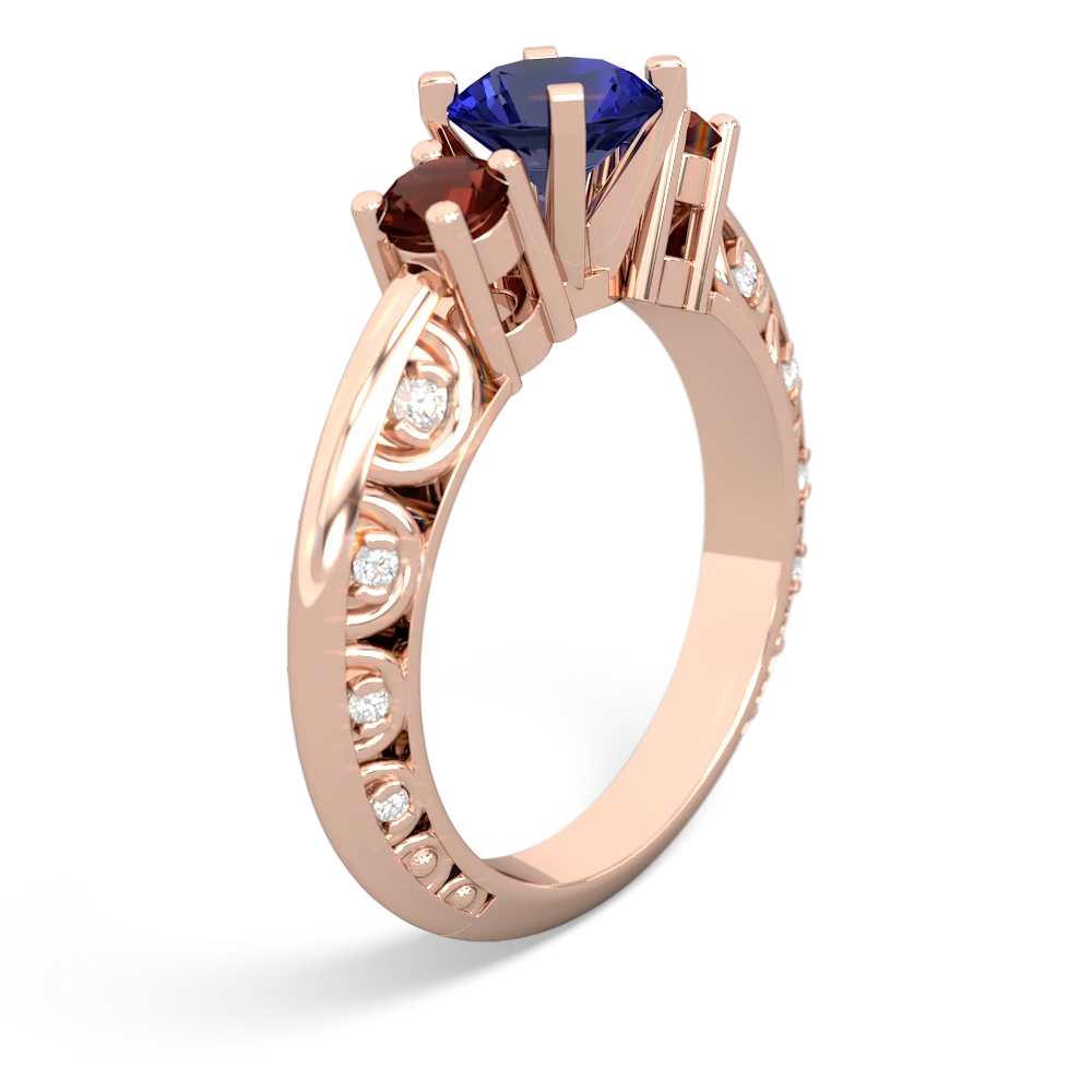 Lab Sapphire Art Deco Eternal Embrace Engagement 14K Rose Gold ring C2003