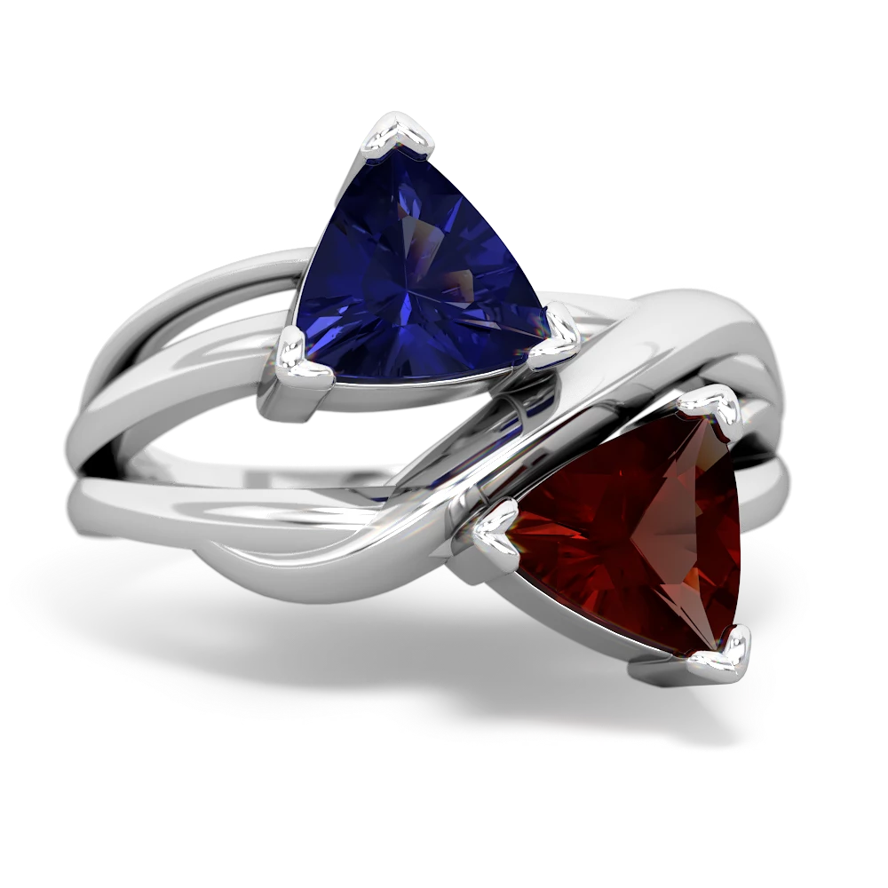 Lab Sapphire Split Band Swirl 14K White Gold ring R2341