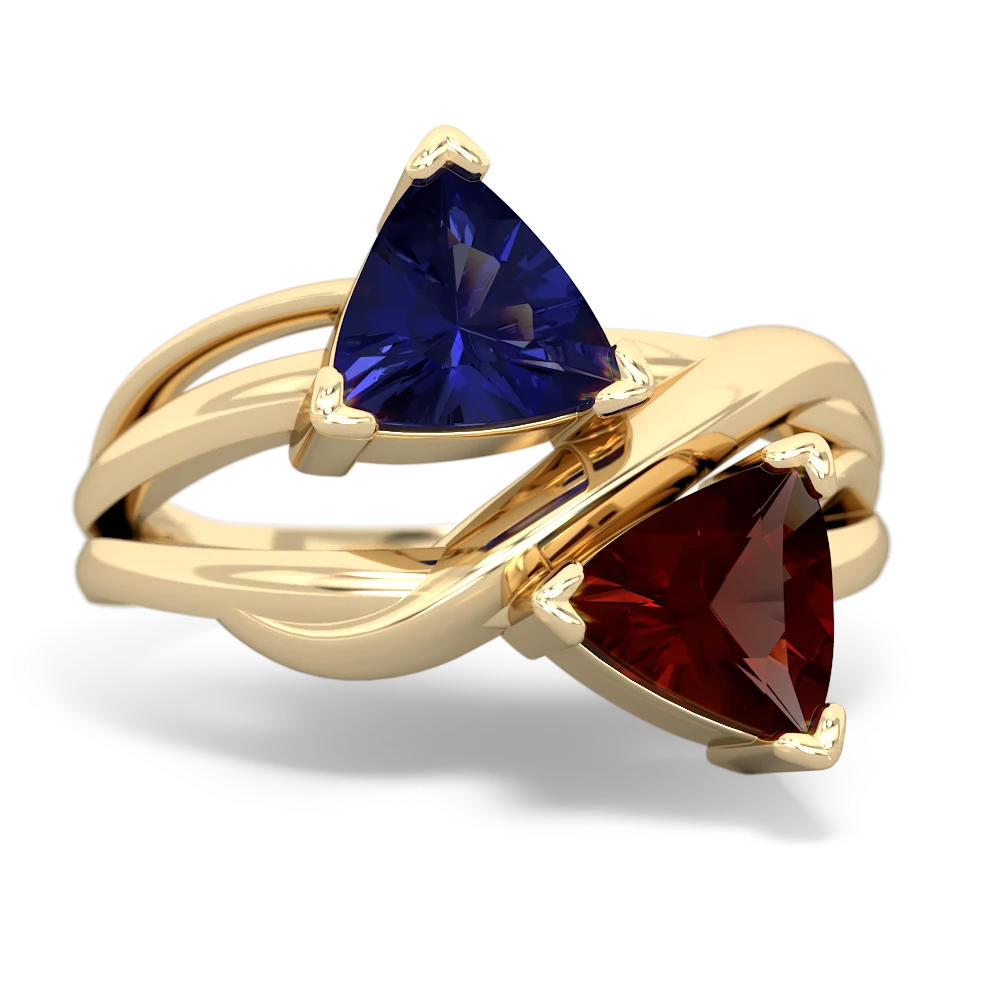 Lab Sapphire Split Band Swirl 14K Yellow Gold ring R2341