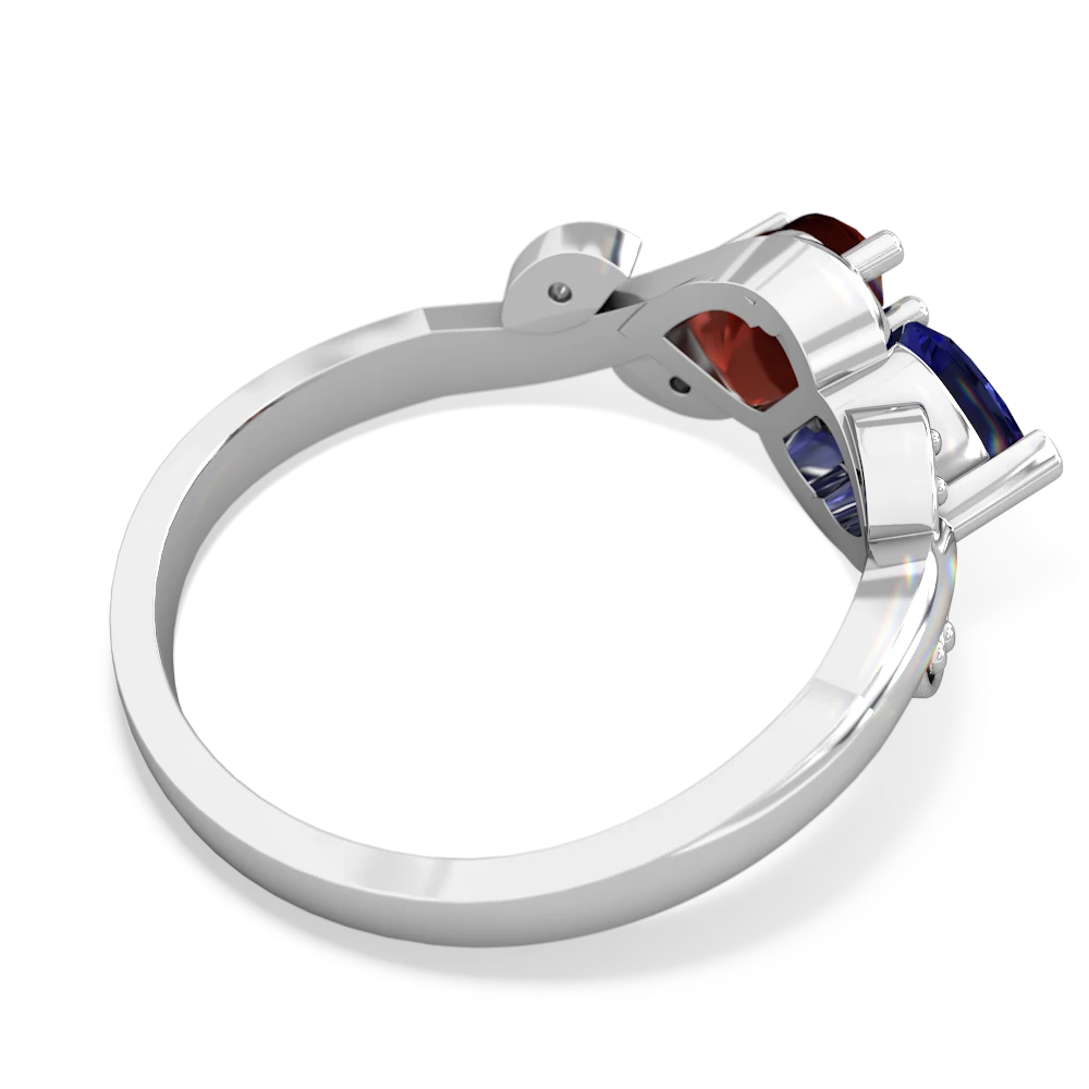 Lab Sapphire Floral Elegance 14K White Gold ring R5790