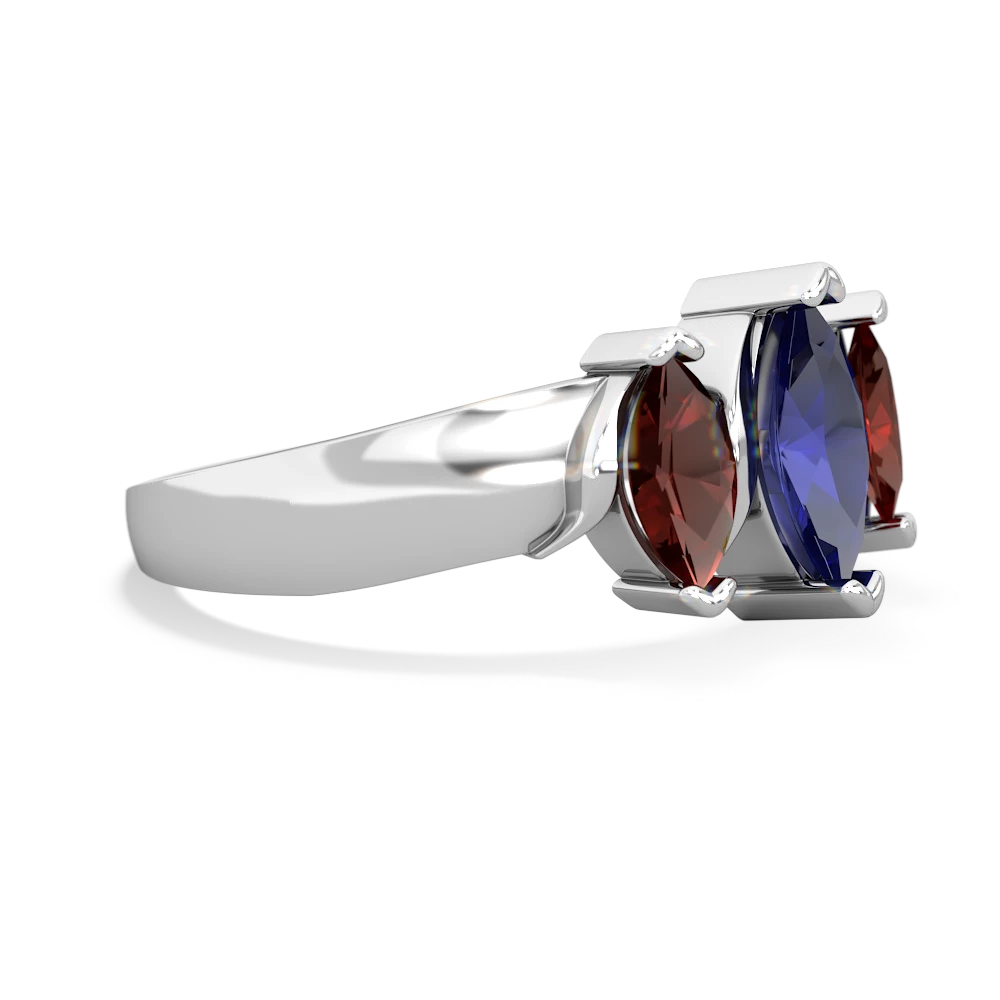 Lab Sapphire Three Peeks 14K White Gold ring R2433