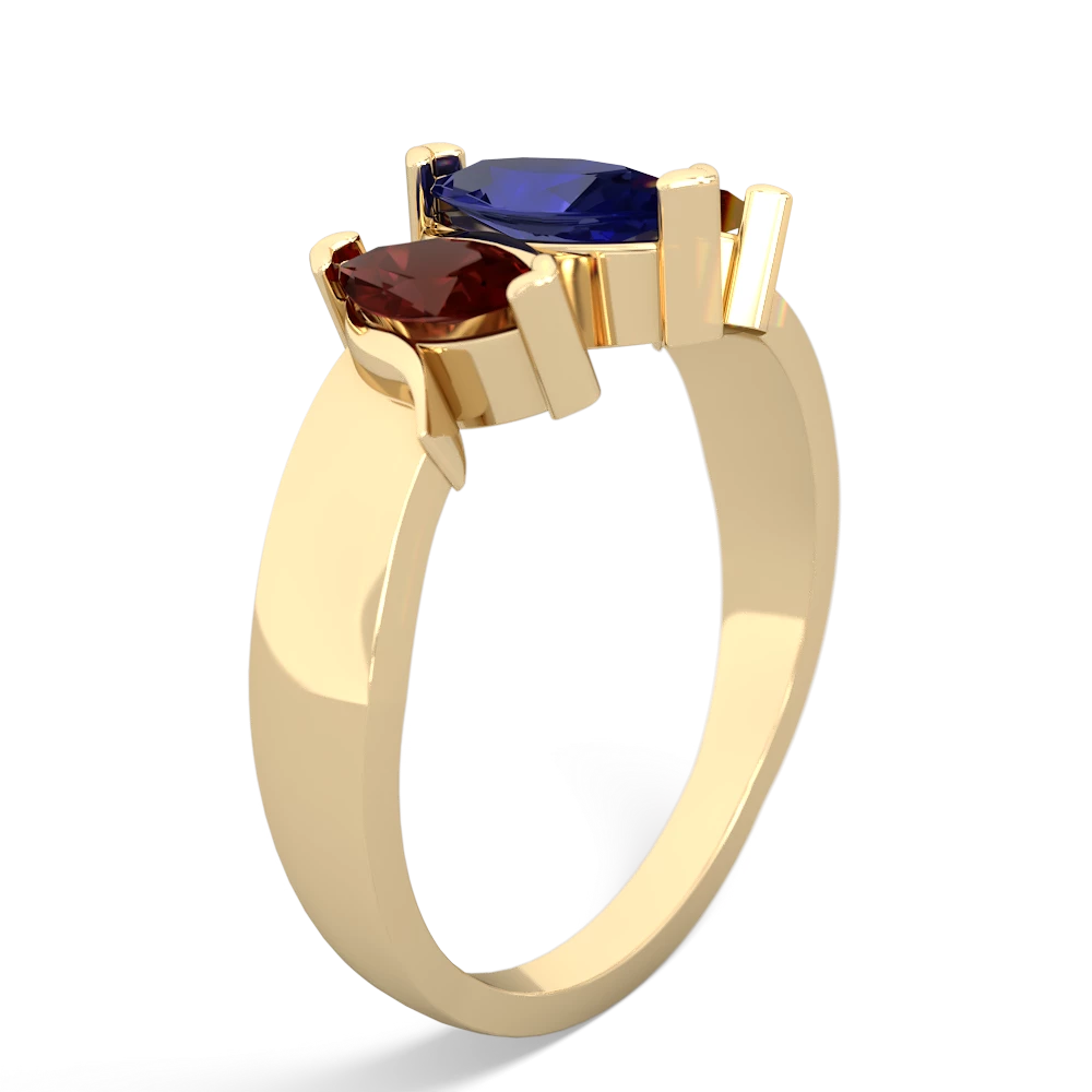 Lab Sapphire Three Peeks 14K Yellow Gold ring R2433