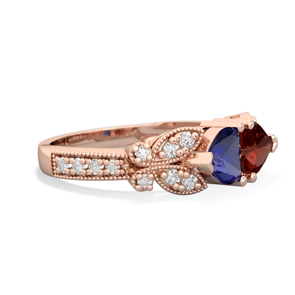 Lab Sapphire Diamond Butterflies 14K Rose Gold ring R5601